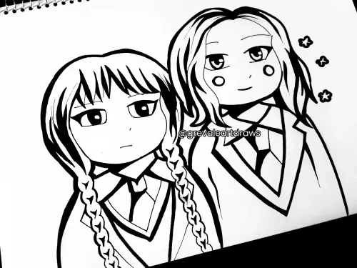 Merlina y Edin versión chibi