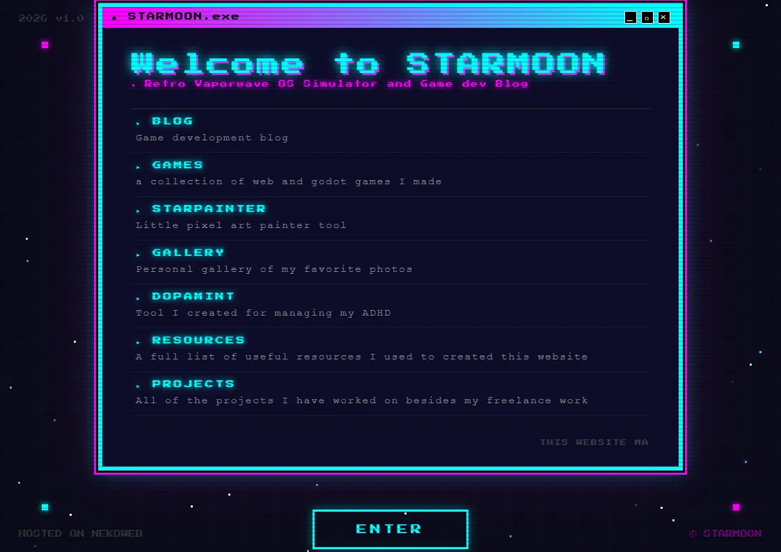 Preview de Web retro en Nekoweb